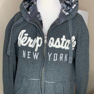 Aeropostale Sherpa-lined hoodie, men's small.